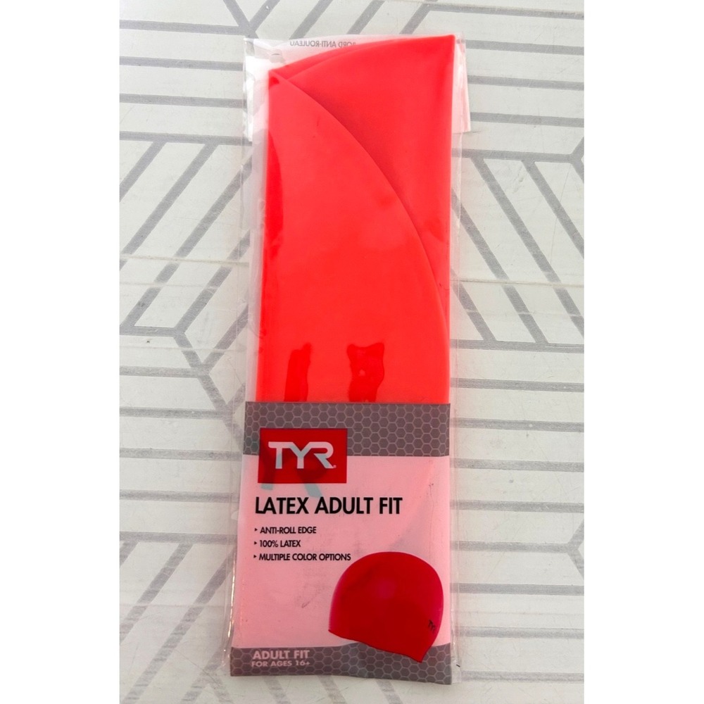 TYR Adult Latex Swim Cap Blood Red Orange